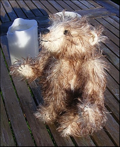 Alistair on the garden table