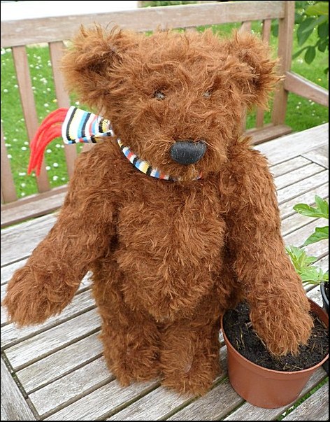 Bruce standing by the plant pots