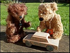 Dylan (left) and Eric playing in the garden