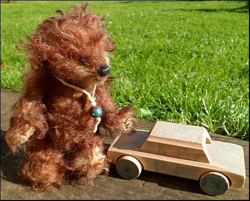 Dylan on the garden table