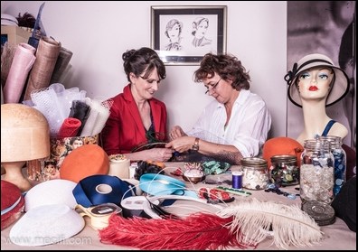 Adrienne & Sasha at the millinery (photo: Mia Mecifi)